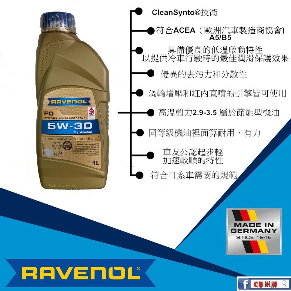 Ravenol 日耳曼(原漢諾威) FO 5W30 5W-30 合成節能機油