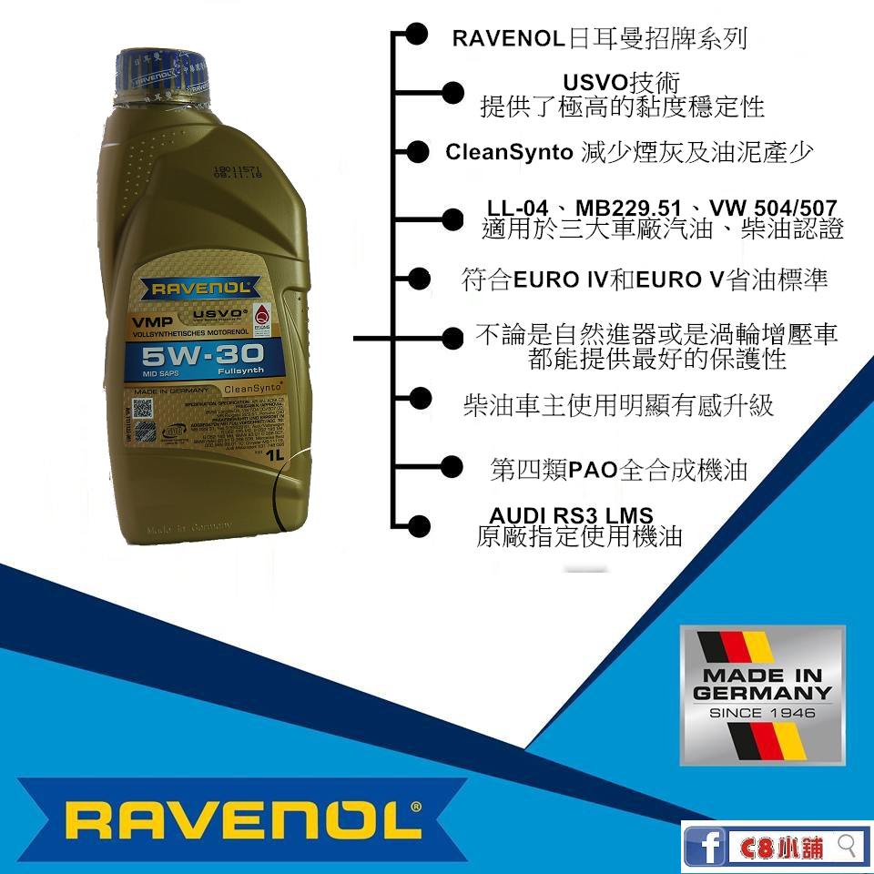 Ravenol 日耳曼(原漢諾威) VMP SAE 5W-30 5W30 全合成機油